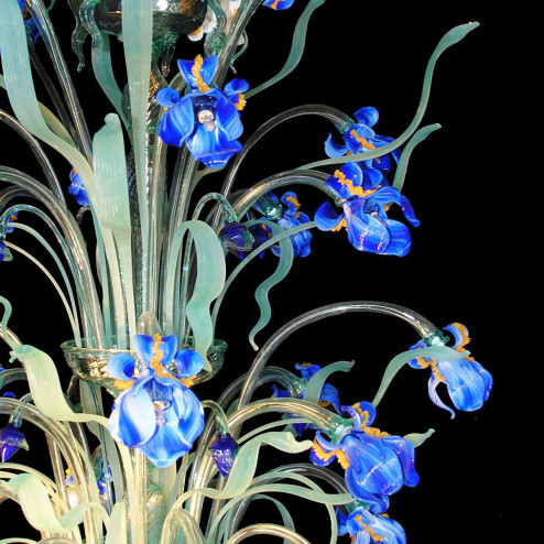 "Iris Blu" große Murano Kronleuchter - 24 flammig - blau