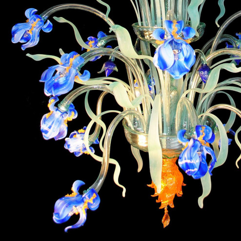 "Iris Blu" large Murano glass chandelier - 24 lights - blue