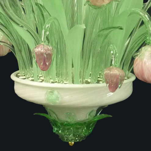 "Tulipani" Murano glas Kronleuchter - 16 flammig - rosa