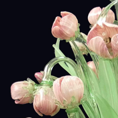 "Tulipani" Murano glass chandelier - 16 lights - pink