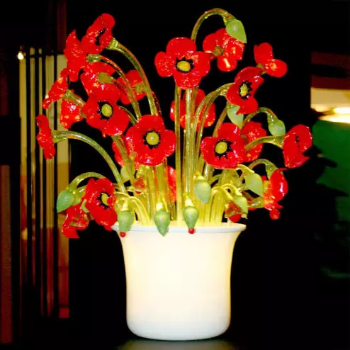 "Vaso di Papaveri" lampara de sobremesa de Murano - 1 luce - rojo