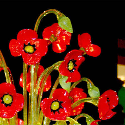"Vaso di Papaveri" Murano glass table lamp - 1 light - red