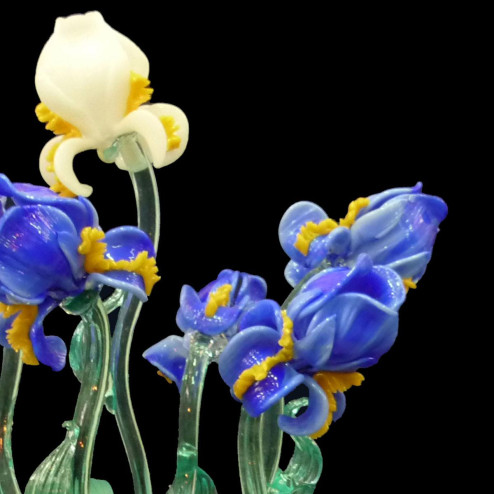 "Iris Blu" lampara de mesita de noche de Murano - 2 luces - azul