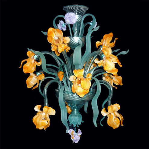 "Iris di Van Gogh" kleine Murano Kronleuchter - 12 flammig - gelb