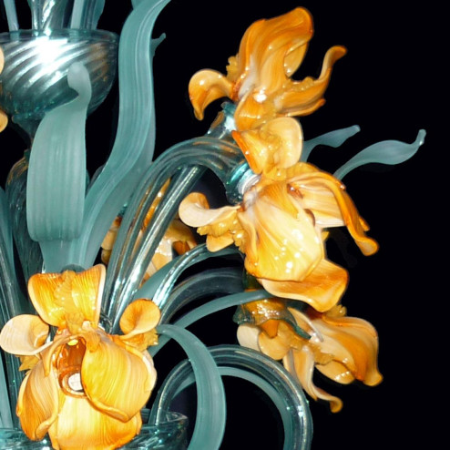 "Iris di Van Gogh" petit lustre en verre de Murano - 12 lumières - jaune