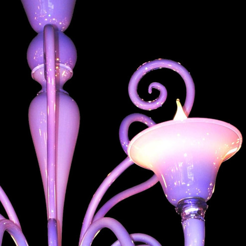 "Riccio Lilla" Murano glass chandelier - 6 lights - pink