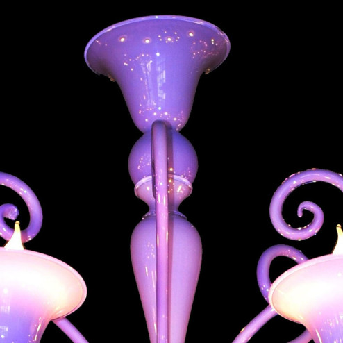 "Riccio Lilla" lustre en cristal de Murano - 6 lumières - rose