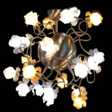 "Fiori di Seta" lampara de araña de Murano - 16 luces - luces encendidas