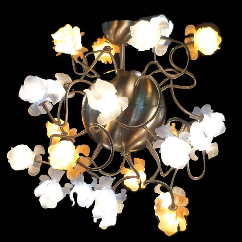 "Fiori di Seta" lustre en cristal de Murano - 16 lumières - lumières alluméesr