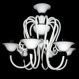 "Serpico" lampara de araña de Murano - 6 luces - blanco y negro