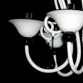 "Serpico" lampara de araña de Murano - 6 luces - blanco y negro
