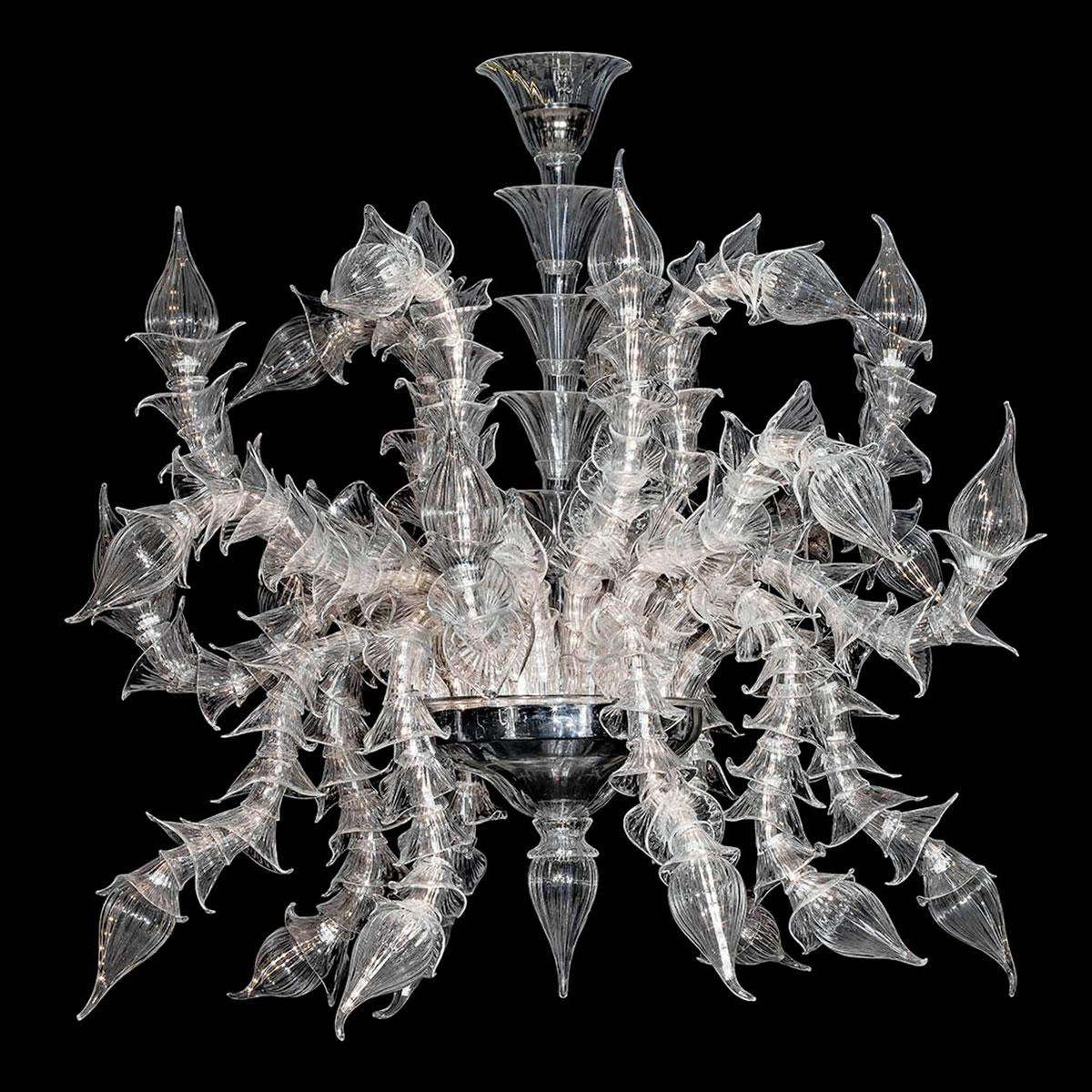 "Aniba" Murano glas Kronleuchter - 24 flammig - transparent