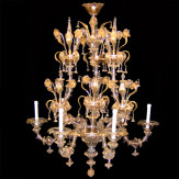 "Arianna" lustre en cristal de Murano - 6 lumières - or