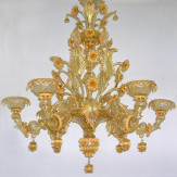 "Midna" lampara de araña de Murano - 6 luces - oro