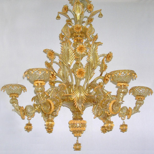 "Midna" Murano glas Kronleuchter - 6 flammig - gold