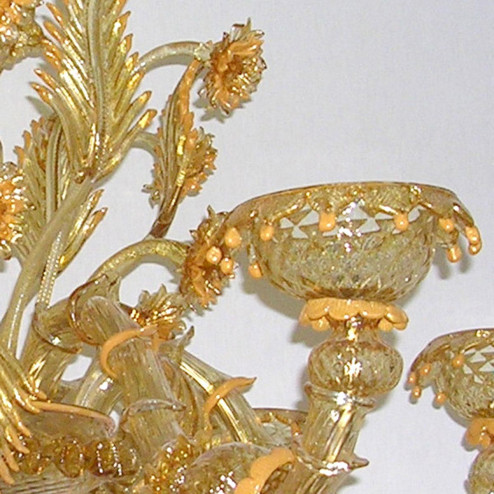 "Midna" Murano glass chandelier - 6 lights - gold