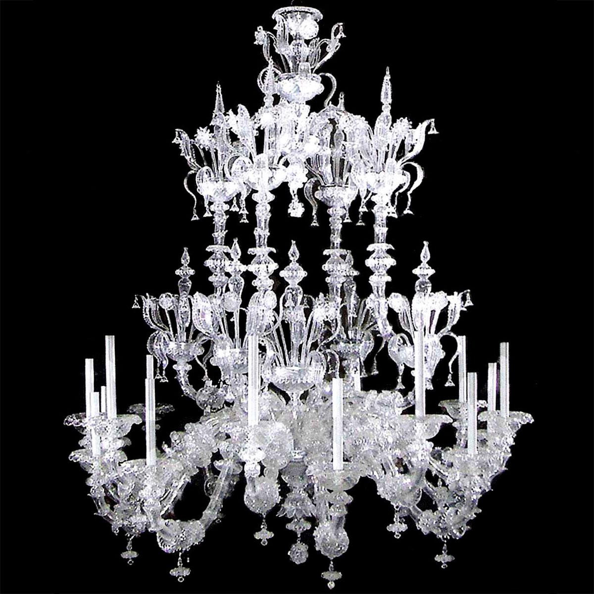 "Alida" lustre en cristal de Murano - 16 lumières - transparent