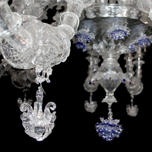 "Apollinare" lustre en cristal de Murano - 12 lumières - transparent