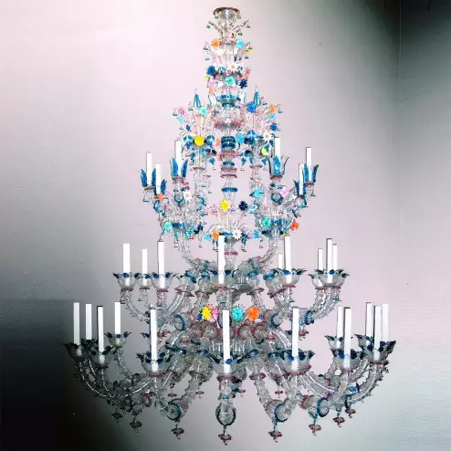 "Arcobaleno" lustre en cristal de Murano - 36 lumières - multicolor