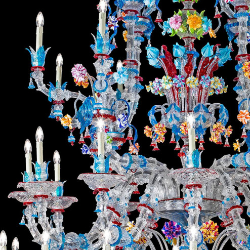"Abbondanza" lustre en cristal de Murano - 36 lumières - multicolor