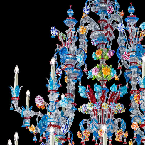 "Abbondanza" lampara de araña de Murano - 36 luces - multicolor