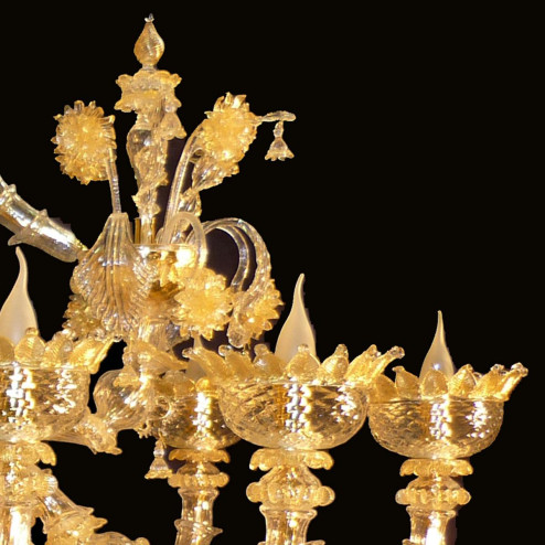 "Adriana" Murano glass chandelier - 12 lights - gold