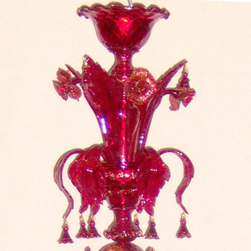 "Benedetta" lustre en cristal de Murano - 6 lumières - rouge