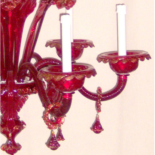 "Benedetta" Murano glas Kronleuchter - 6 flammig - rot