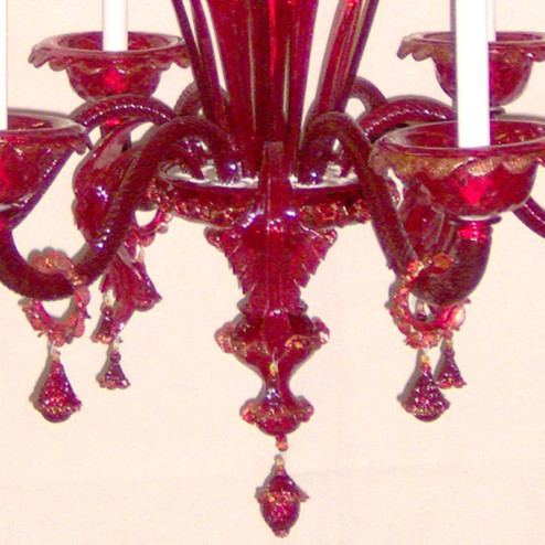 "Benedetta" lustre en cristal de Murano - 6 lumières - rouge