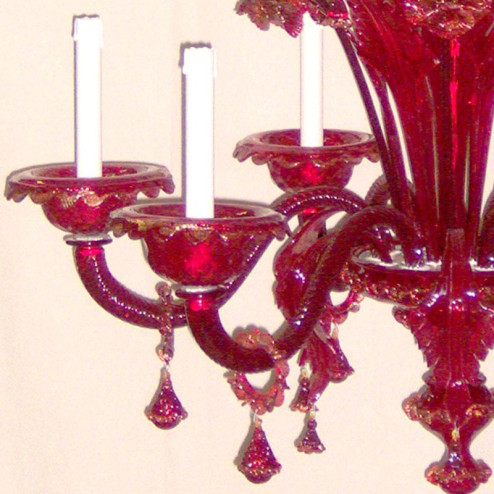 "Benedetta" lampara de araña de Murano - 6 luces - rojo