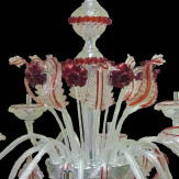 "Emma" lustre en cristal de Murano - 12 lumières - transparent et rouge
