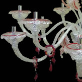 "Emma" lampara de araña de Murano - 12 luces - transparente y rojo
