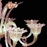 "Lazuriel" lampara de araña de Murano - 8 luces - transparente y rosa