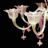 "Lazuriel" lampara de araña de Murano - 8 luces - transparente y rosa