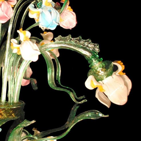 "Iris Verde" grand lustre Murano - 12 lumières