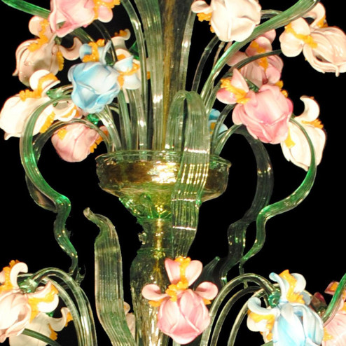 "Iris Verde" grand lustre Murano - 12 lumières
