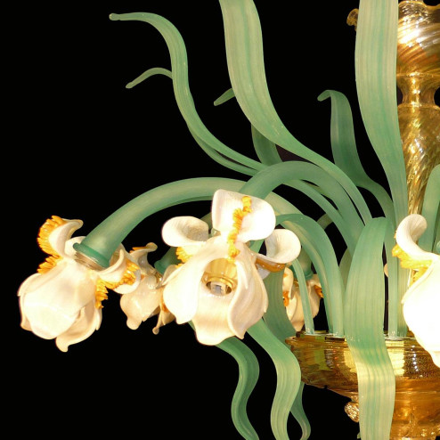 "Iris bianco" 12 lights Murano glass ceiling lamp