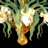"Iris bianco" 12 luces lámpara de techo de Murano
