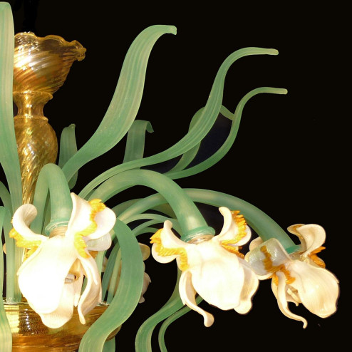 "Iris bianco" 5 luces aplique en cristal de Murano