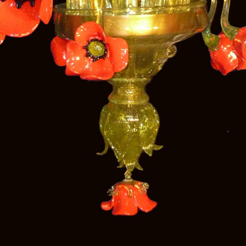 "Papaveri" lustre en verre de Murano  5 lumières