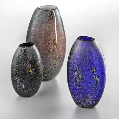 "Paffuto" Murano glass vase - color, silver and polychrome