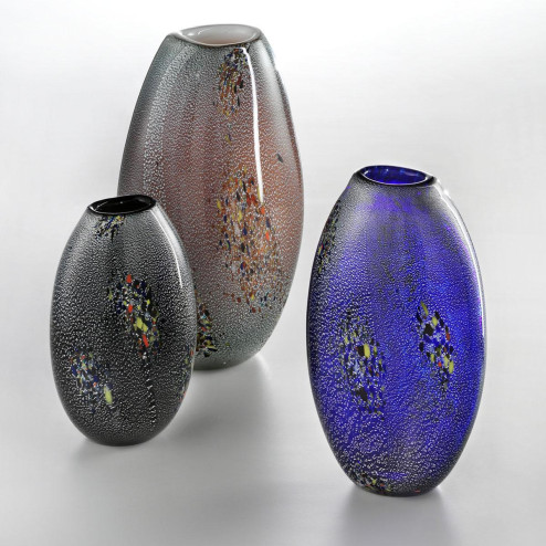 "Paffuto" vase en verre de Murano - couleur, argent et polychrome 