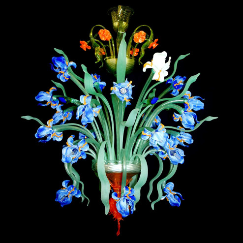 "Iris blu" Lustre en verre Murano 24 lumieres