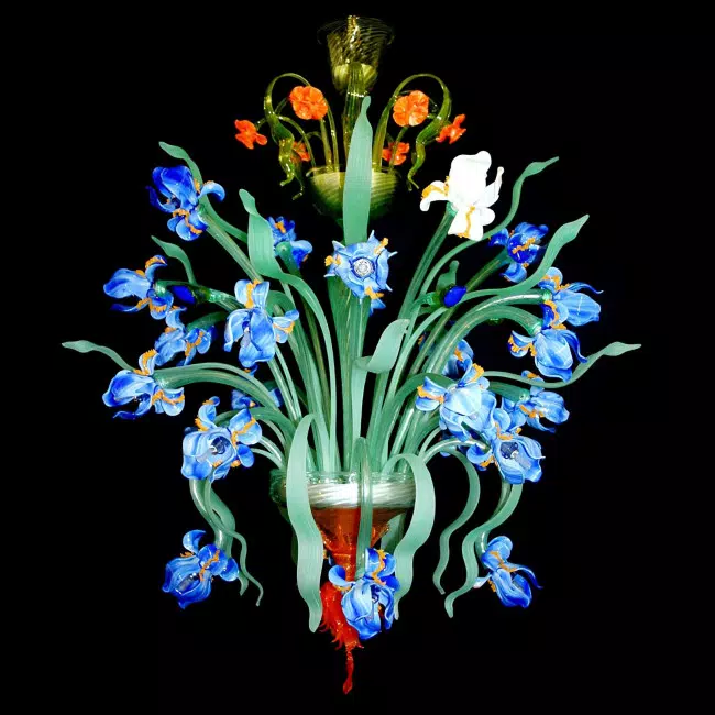 "Iris blu" 24 lights Murano glass chandelier
