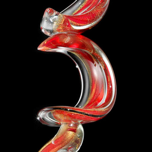 "Lingua di Suocera" escultura en cristal de Murano - rojo y oro