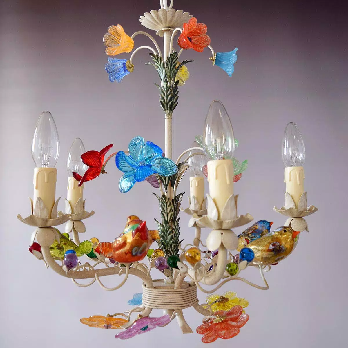 "Uccellini" Murano glass chandelier - 5 lights 