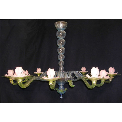 Ninfea (waterlily) 12 lights Murano glass chandelier