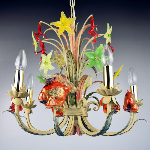 "Corallo" lustre en cristal de Murano - 5 lumières