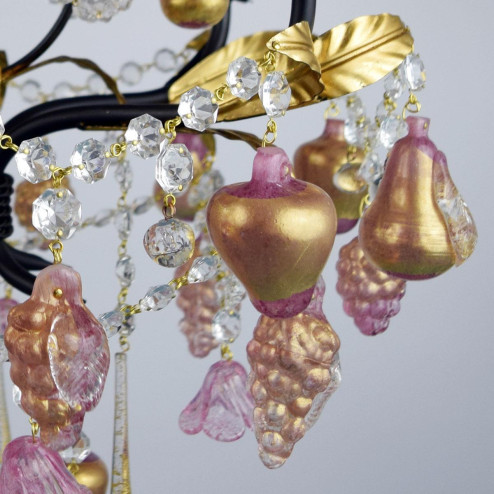 "Grappoli" Murano glass chandelier - 5 lights - gold
