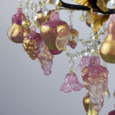 "Grappoli" lustre en cristal de Murano  - 5 lumières - or